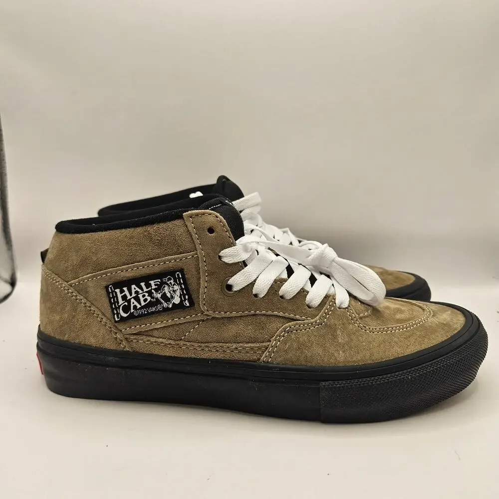 VANS MEN'S 7.5 RARE SKATE HALF CAB PIG SUEDE OLIVE BLACK NWOB